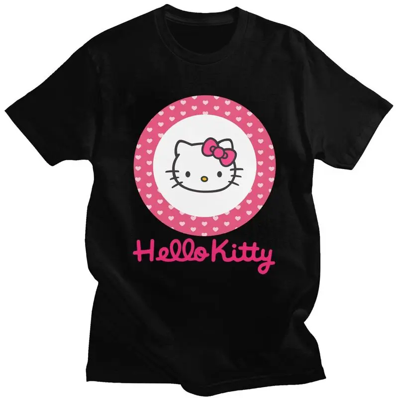 Hello Kitty T Shirt for Men Pre-shrunk Cotton Tee Tops Tshirt Short Sleeved Graphic T-shirt Clothes