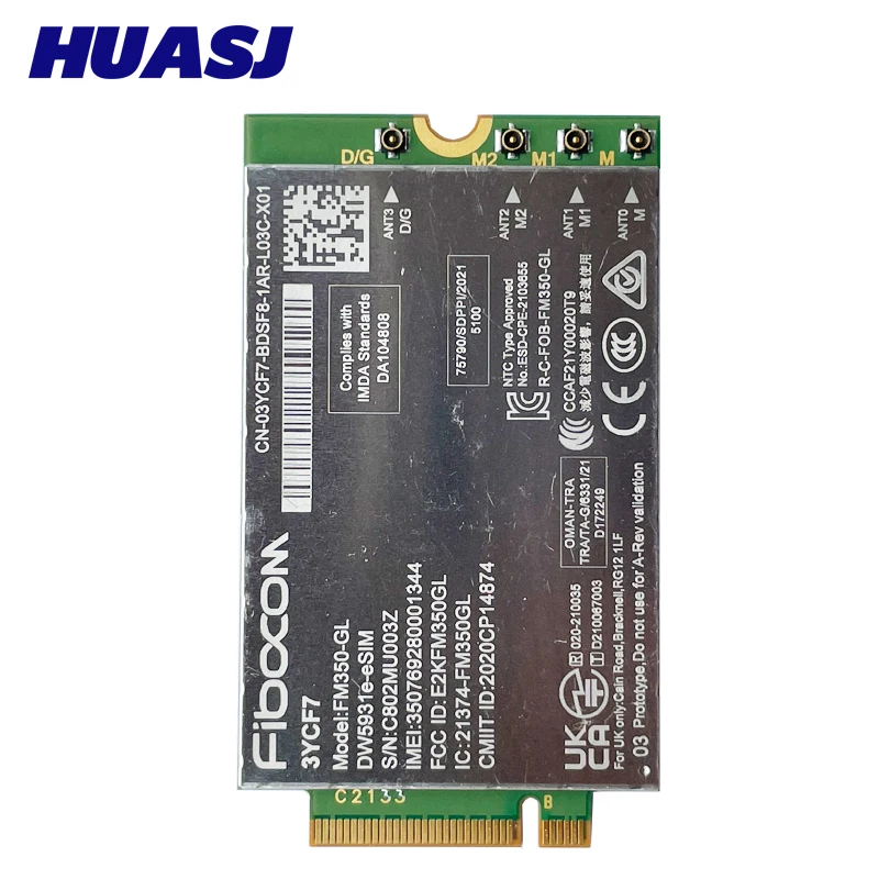 FM350-GL DW5931e-eSIM 5G M.2 Module for Dell Latitude 5531 9330 3571 Laptop 4x4 MIMO GNSS Modem