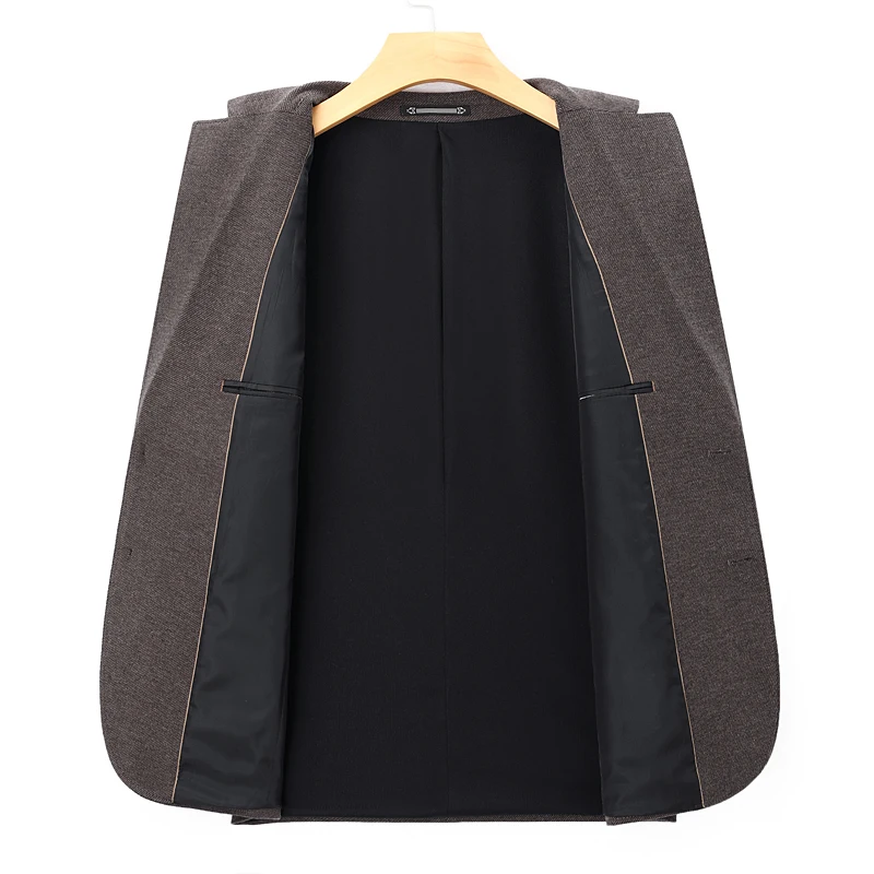 

Casual Men's Single Button Slim Fit Striped Blazers & Jackets 2026 Spring Autumn Business Coffee Color Top Suits Coats Clothing