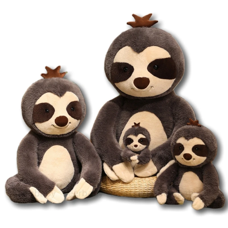 

Artificial Animal Sloth Plush Toy With Dark Gray Body Panda Eyes Long Arms Can Change The Shape Of The Sloth Plush Toy