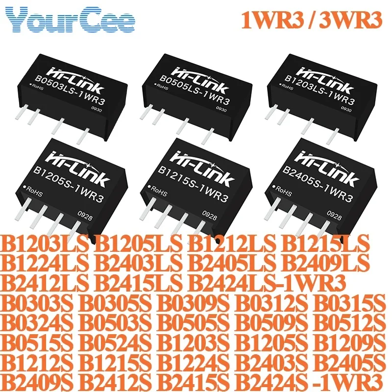 10pcs/1pc Isolated Unregulated DC-DC Power Module 1W 3W, 3.3V/5V/12V/24V Input to 3.3V/5V/9V/12V/15V/24V Output, B0309S B0503S B