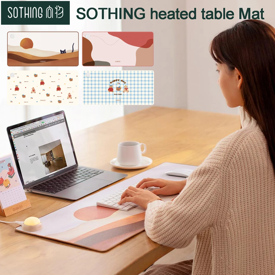 SOTHING Heated Table Mat Fun Switch 3 Gear Temperature Control Winter Table Warming Mat Office Desktop Heating Mouse Pad 220V