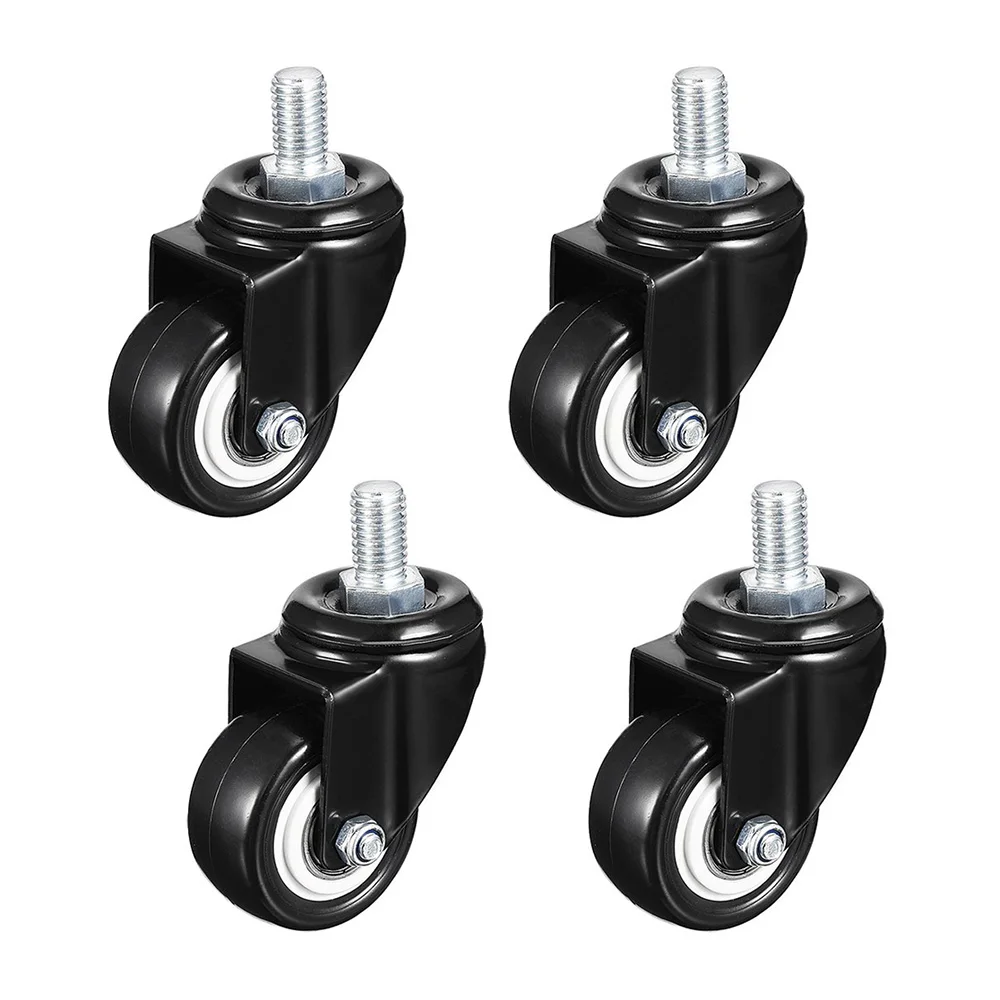 1.5 Inch Swivel Caster Wheels PU 360 Degree Threaded Stem Caster Wheel, M8 x 15mm, 330lb Total Load Capacity, Pack of 4