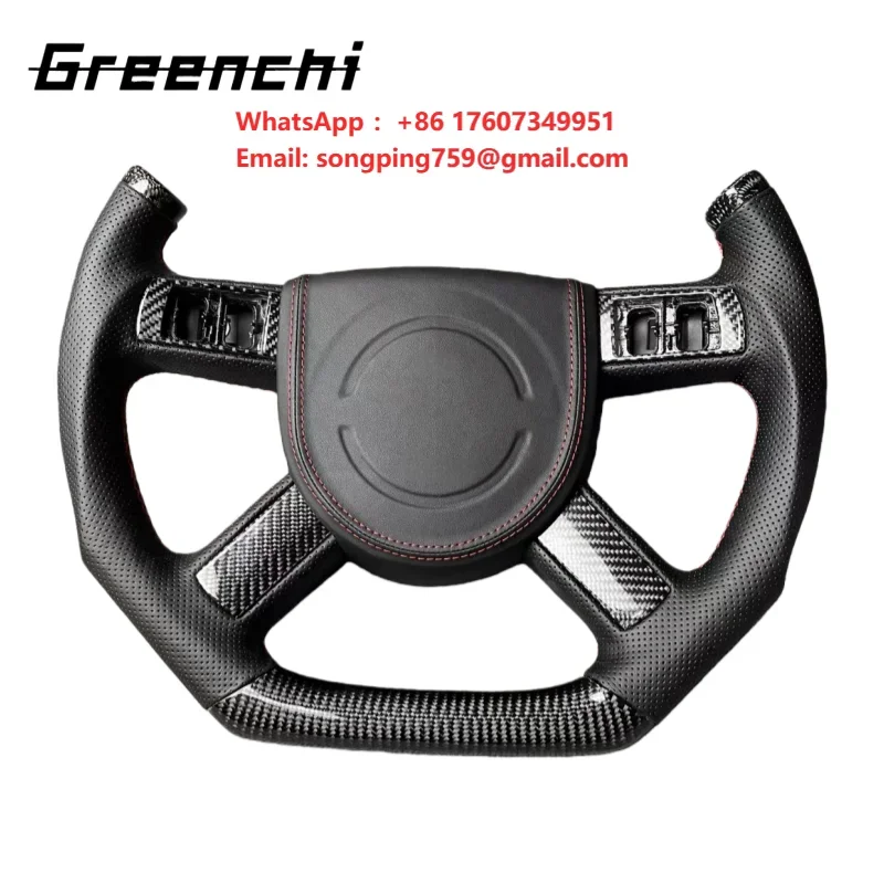 For Custom Chrysler 300C Steering Wheel, Aviation-Style Racing Sport Flat-Bottom Carbon Fiber Steering Wheel