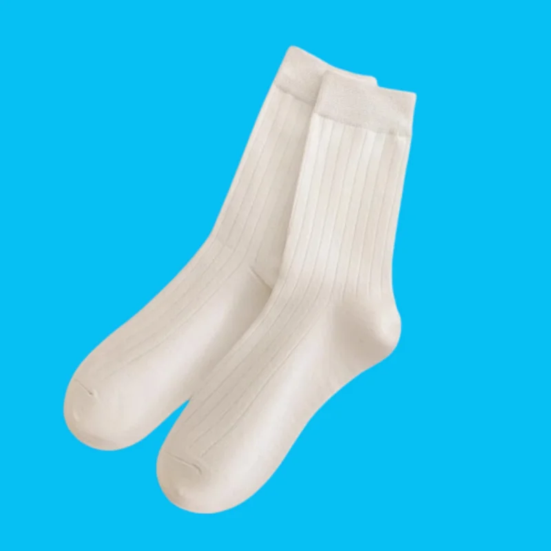 5/10 Pairs Mid-tube Deodorant Sweat-absorbent Vertical Stripe Spring and Autumn Solid Color Men's Socks Cotton Socks Men's Socks