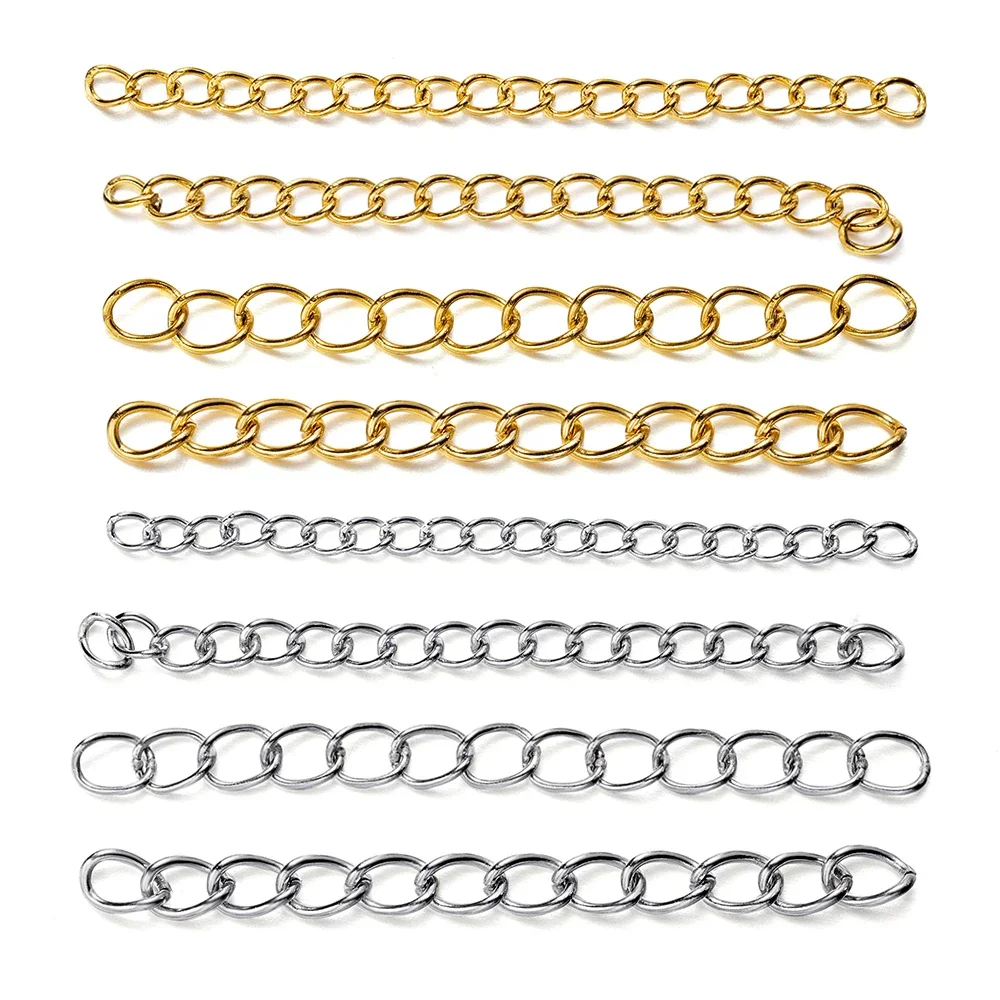 

50pcs Stainless Steel 5cm Welded Extension Chain Gold Necklace Bracelet Extender Tail Chains for DIY Jewelry Making Supplies