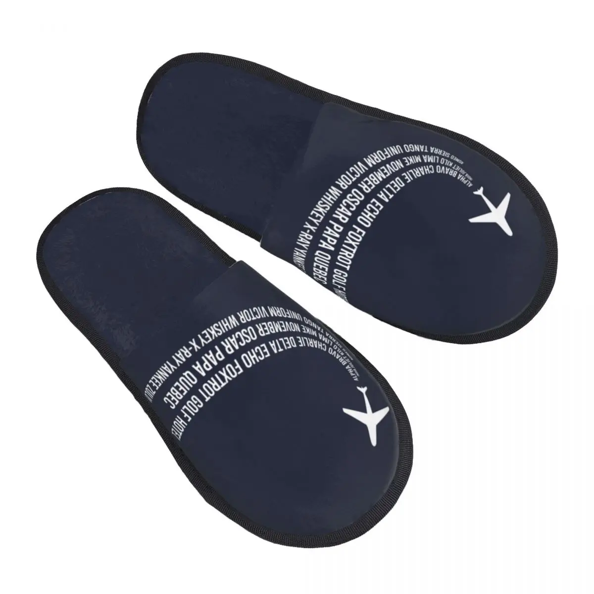 Custom Phonetic Alphabet Pilot Airplane Memory Foam Slippers Women Soft Warm Aviation Aviator House Slippers