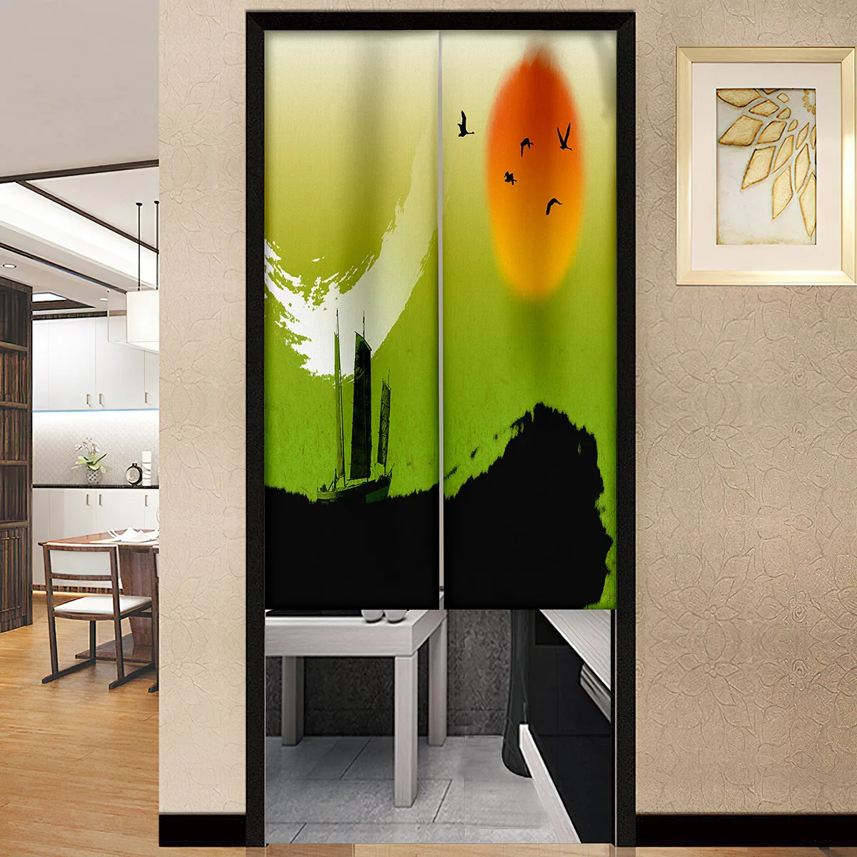 Lakes Ponds Nature Art Animals Birds Japanese Door Curtain Kitchen Partition Drapes Restaurant Wc Entrance Hanging Half-Curtain