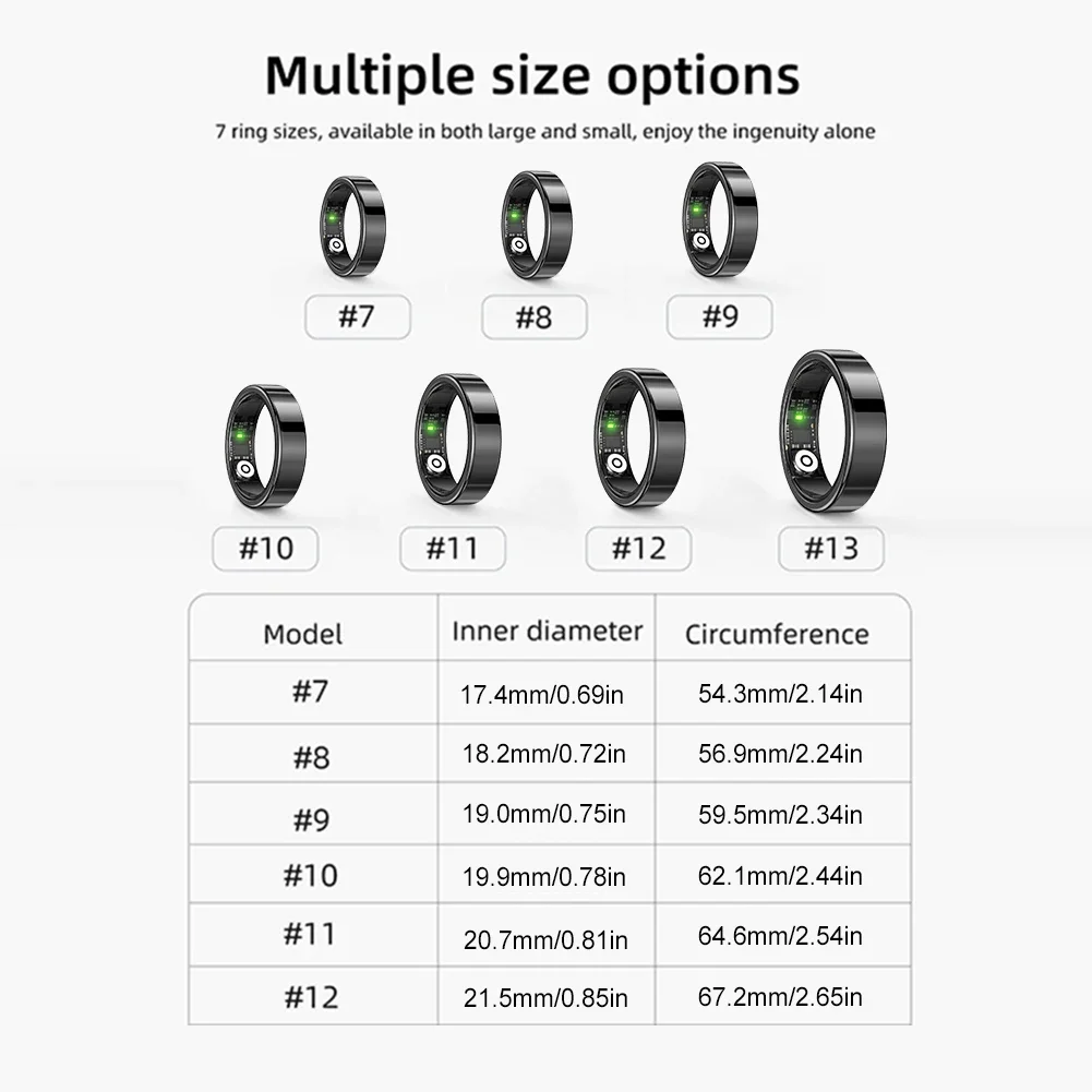 SR09 Smart Ring Health Tracker متوافق مع البلوتوث 5.1 حلقة صحية مع التحكم بالإيماءات ومراقبة اللياقة البدنية والنوم للنساء والرجال