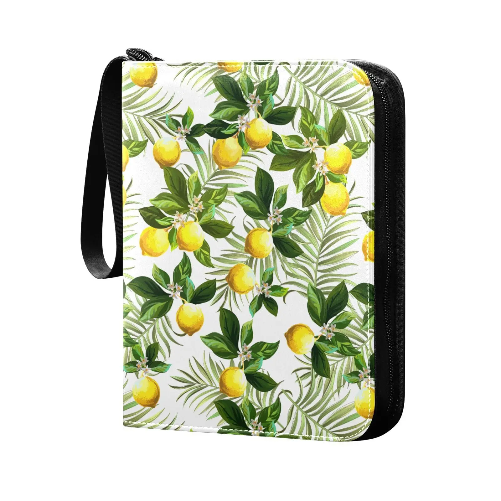 Lemons Leaves Card Binder 4 Pocket Card Binder 400 Double Sided Pocket Album for Sport Game Cards Unique Card Collection Storage