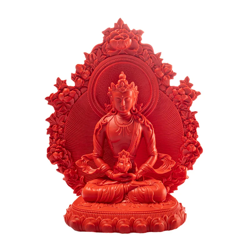 *&r Artfamily Handmade Eco-friendly Crystal Carving Backlit Buddha Statue Red Buddha Statue Home Decoration Gift Mascot