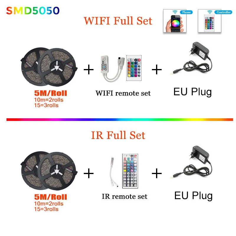 Taśmy LED RGB WIFI kontrola aplikacji SMD5050 wodoodporna elastyczna lampa wstążkowa na imprezę festiwalową dekoracja telewizora dekoracja pokoju