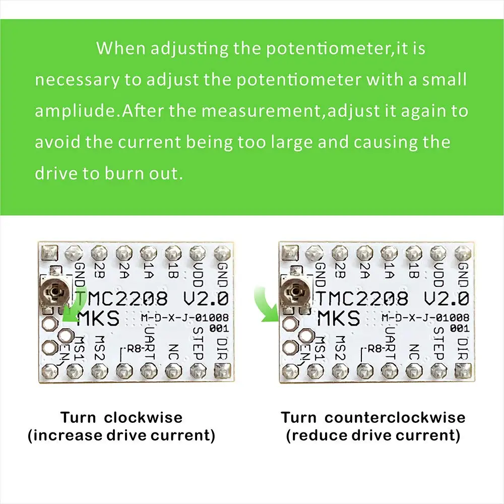 

C-Удобный-5 шт. TMC2208 Драйвер шагового двигателя Модель UART Держатель модуля драйвера Stepstick с радиатором Отвертка для 3D Prin
