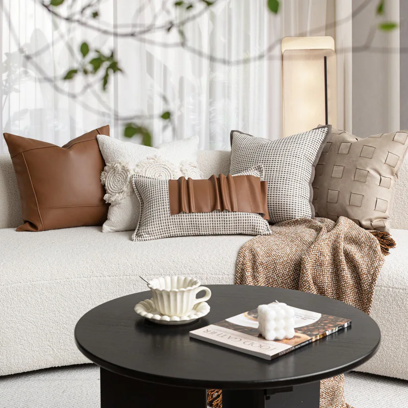 30X50/45X45CM Brown Coffee Throw Pillow Cover Light Luxury Homestay Waist Cushion Cover Decor Home Decorative Pillowcase