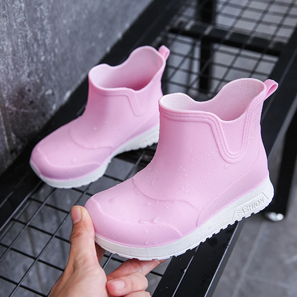 Children Rain Boots Easy-on Rain Shoes Lightweight Waterproof Boots Kids Water Shoes Fashion Rain Shoes for Boys Girls