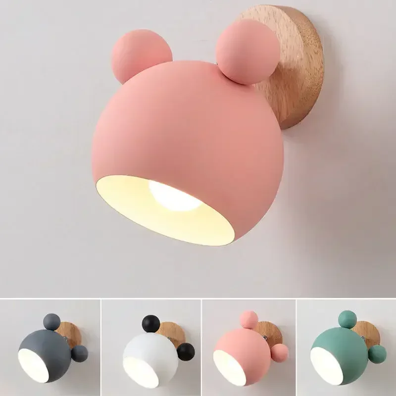 

Nordic Wall Lamp Aluminum Mickey Sconce for Children Bedroom lights Modern Indoor Wall Light Fixtures E27 Creative Luminaire