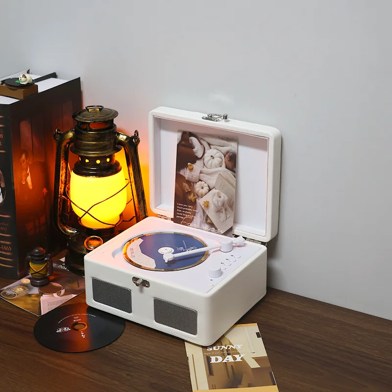 Retro CD Player CA02  with Speaker, Home Portable Bluetooth Speaker, Audio AUX Input/Output Built-in 2000mAh Battery,Best gift