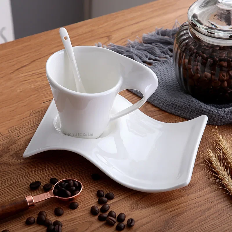 European Ceramic 200ml Coffee Cup Espresso Coffee Cup Home Mug Creative Couple Breakfast Cup Milk Cup 90ml Art Tea Cup Set