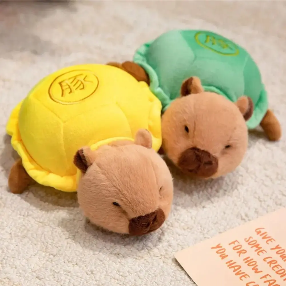 

Kawaii Series Ornaments Fluffy Capybara Turtle Pillow Collection Cartoon Capybara Soft 28cm Turtle Animal Car Decor