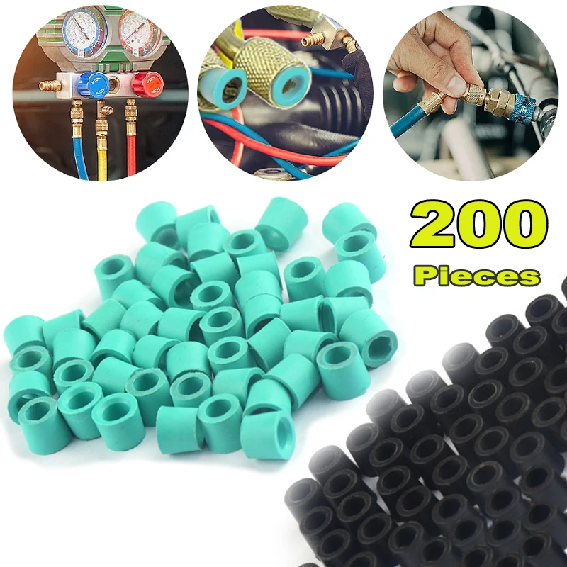 10/200pcs Air Conditioning Charging Hose Valve Gasket Car Manifold Repair Sealing Kit Replacement Rubber Gasket Pad Seal Ring