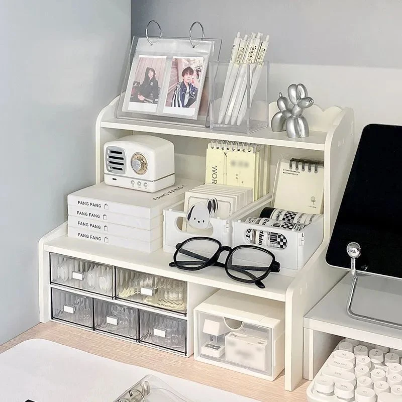 2Layers INS Desktop Storage Box Home Bedroom Dresser Skin Care Products Lipstick Shelf Study Stationery Books Sundry Organizer