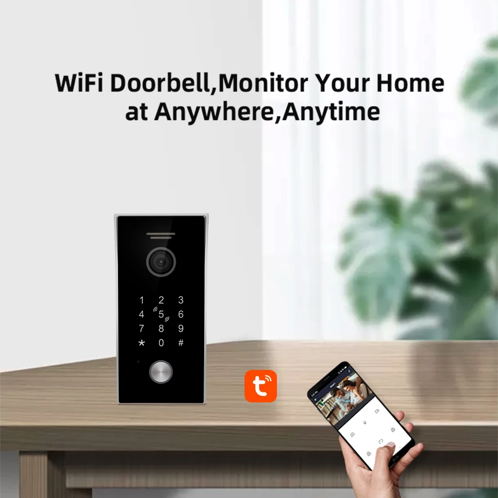 Jeatone-Tuya Smart WiFi Video Campainha, Home Video Intercom, Wired Intercom, não precisa de bateria, câmera e código