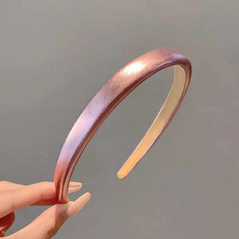 Neues modisches Haarband in Gold, Silber und Pink für Damen, Mädchen und Kinder 2026, aus PU-Leder, einfarbig, Haarreif, Haaraccessoires, Partykleidung – Detail 6