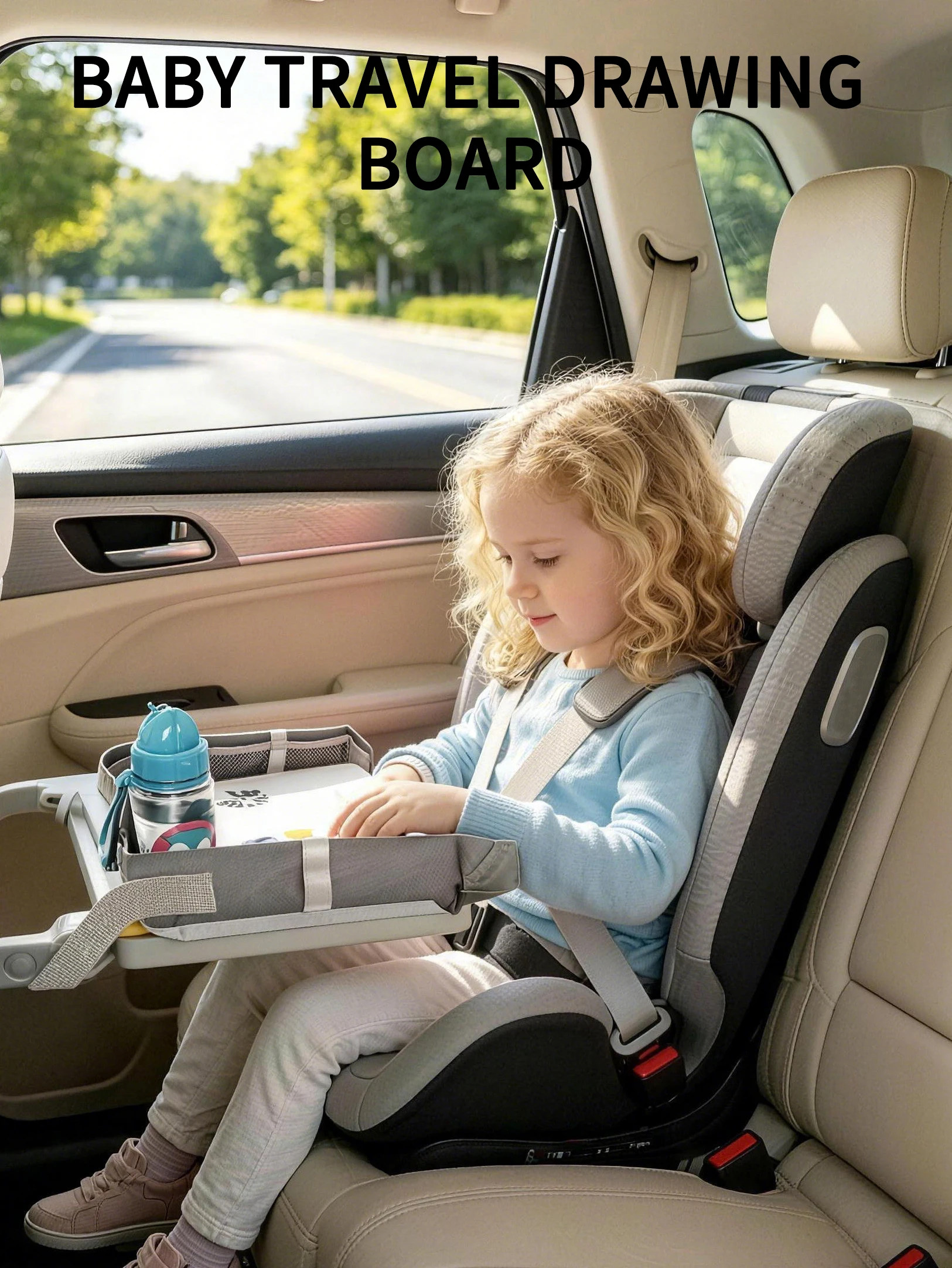 1Pc Baby Travel Plain Drawing Board Foldable Children's Travel Tray Table Multifunctional Portable Writing and Drawing Board - Car Storage Small Table Board