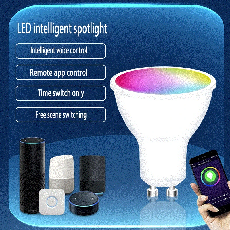 أضواء LED داخلية حديثة GU10 كوب RGBCW لمبة ذكية بخمسة اتجاهات من البلاستيك يرتدون الألومنيوم قاعدة WiFi G10