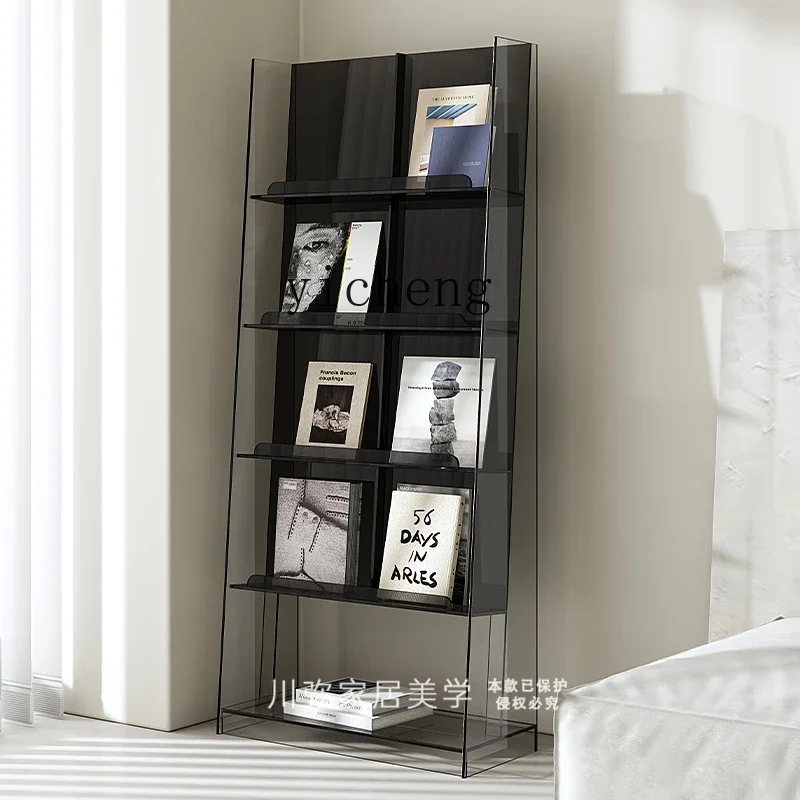 H27- acrylic floor-to-ceiling reading bookshelf, living room shelf, simple display shelf, newspaper storage