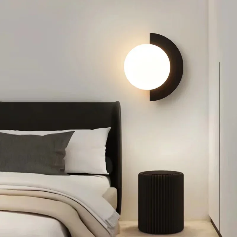 Lampu Dinding bola kaca Nordic, untuk kamar tidur, samping tempat tidur ruang tamu, tempat lilin dinding warna-warni Modern G9, perlengkapan pencahayaan kilau Dekorasi Rumah