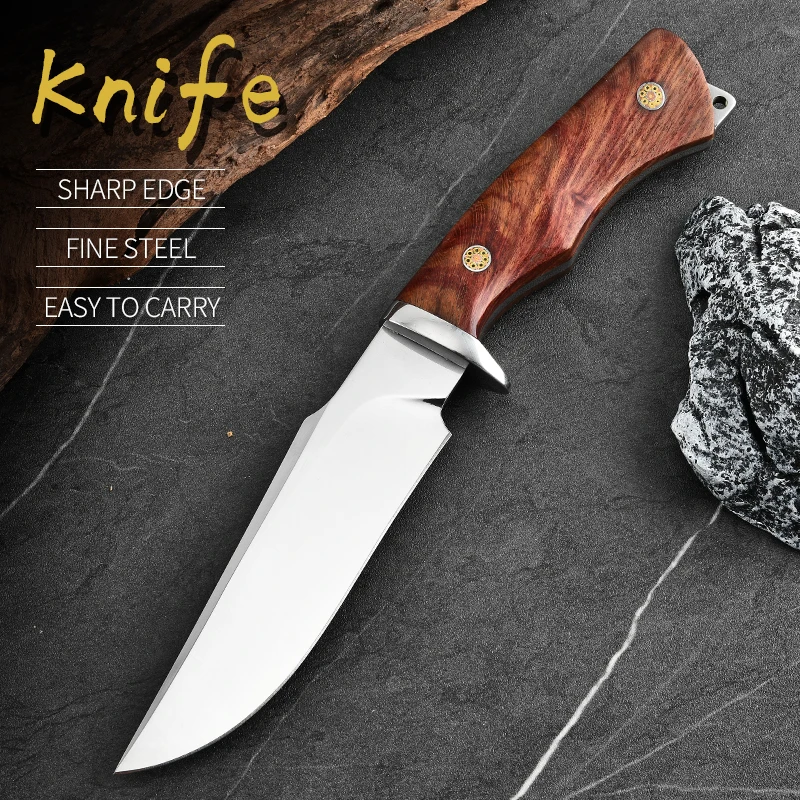 Outdoor Survival Portable Straight Knife with High Hardness Outdoor Survival Knife Outdoor Camping Multi-Functional Knife