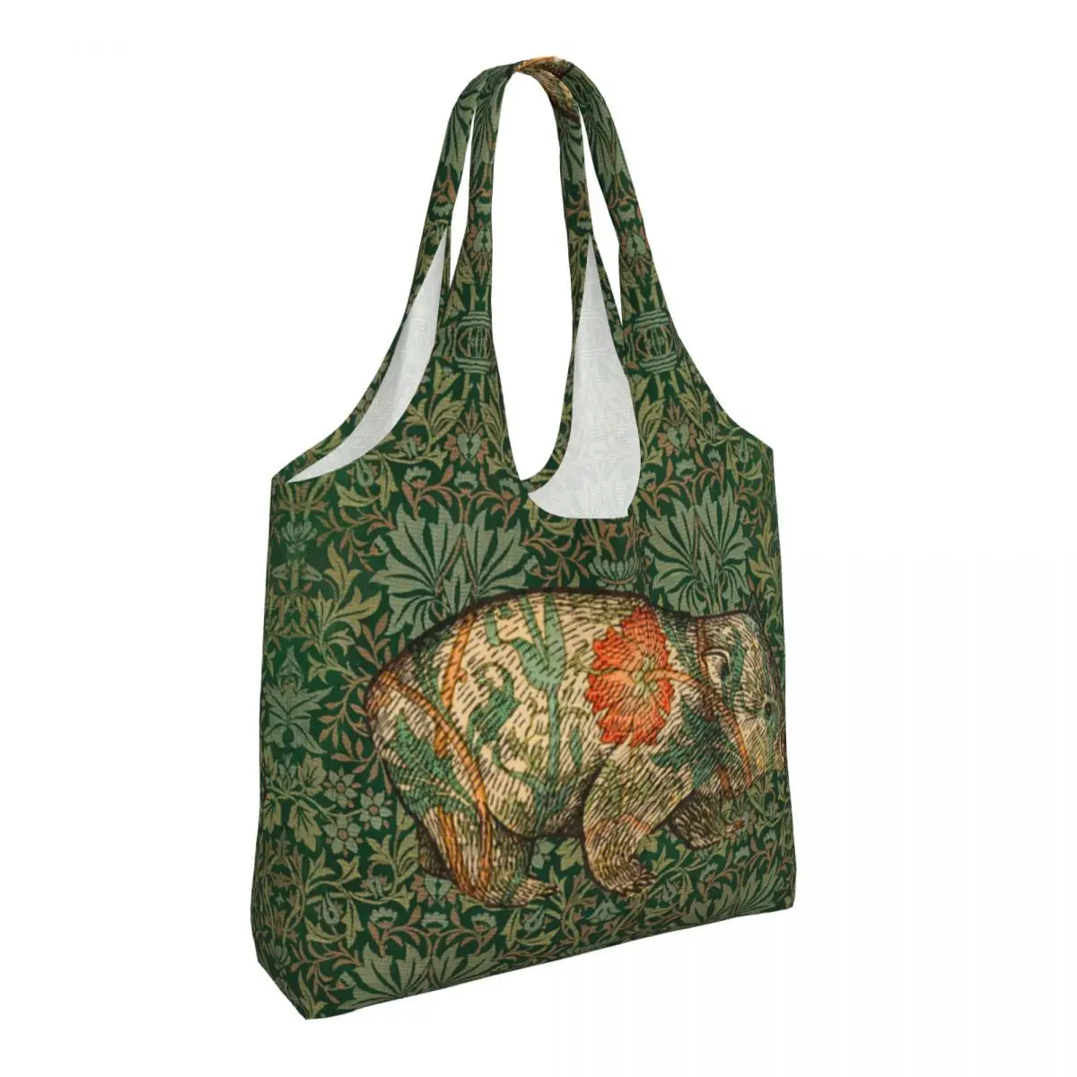 Custom Rossetti\'s Wombat In Green Flower Garden Shopping Tote Bag William Morris Art Grocery Canvas Shopper Shoulder Bag Handbag