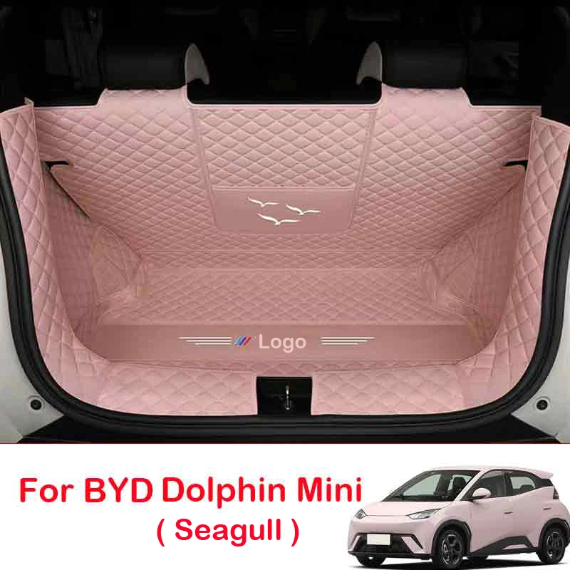 Full Coverage Leather Trunk Mat For BYD Dolphin Mini Seagull 2023-Present Boot Liner Tray Waterproof Mud Protector Cargo Carpet