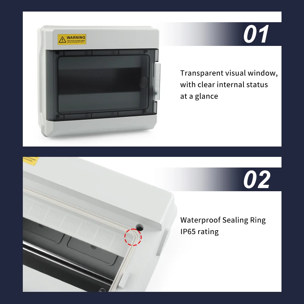 HS-4/6/9/12/15/18/24/36 Way Outdoor Distribution Box Circuit Breaker MCB IP65 Waterproof Electrical Plastic Power Junction Box