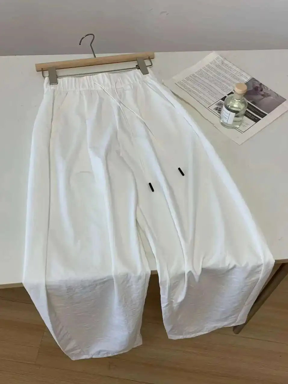 جديد 2024 الصيف عالية الخصر الرباط ياماموتو عازمة سكين السراويل النسائية بلون عادية تنوعا واسعة الساقين السراويل 4MTZ