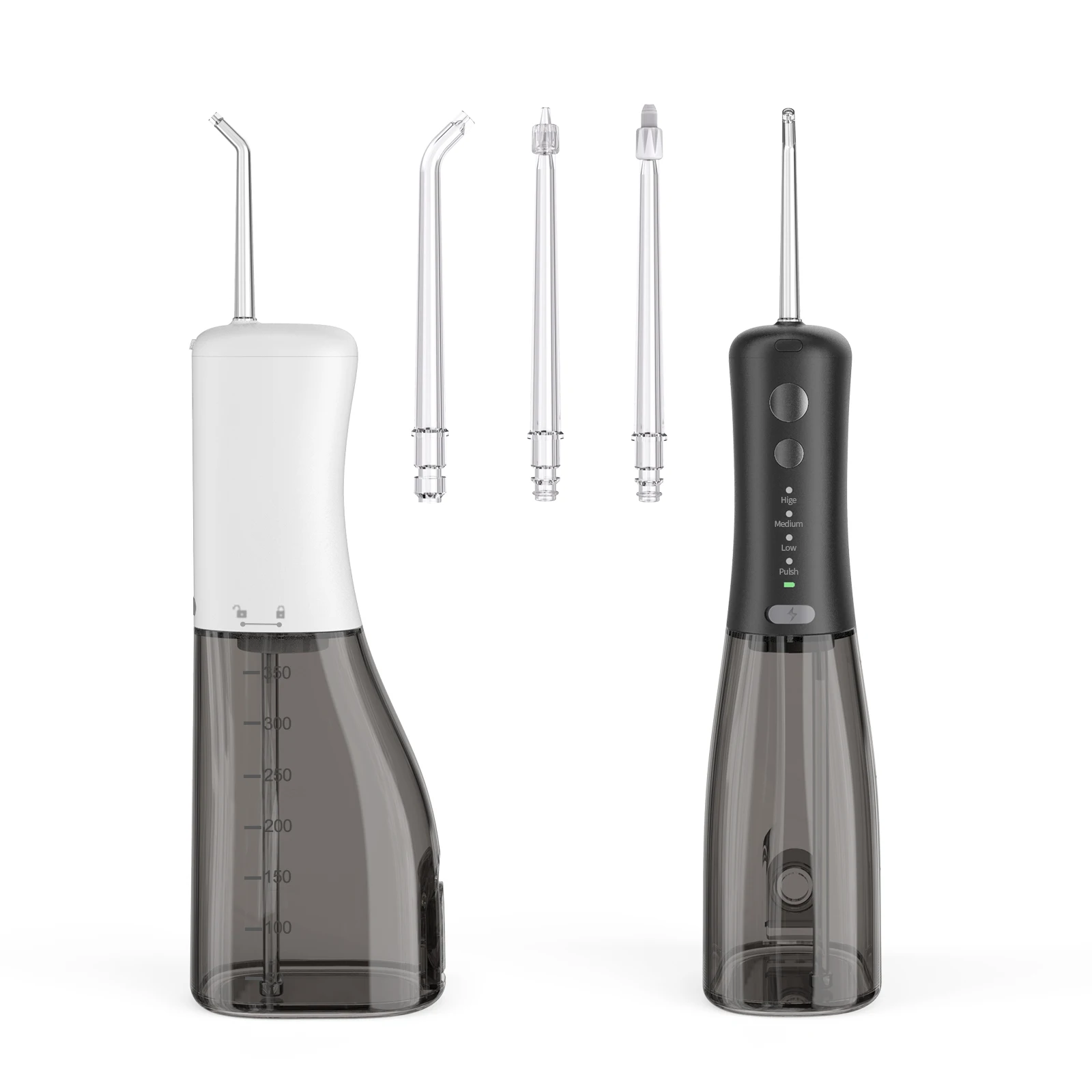 Portable Oral Irrigator Tartar Removal 4 Cleaning Modes Water Flosser 3 Jets 350 ML Tank Gum Massage Waterproof USB Charging