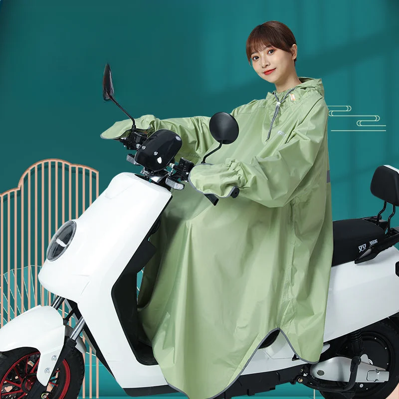 Single Electric Car Raincoat with Sleeves and Face Mask for Adults, Full Body, Long Rain, Riding Poncho, Battery, One Piece