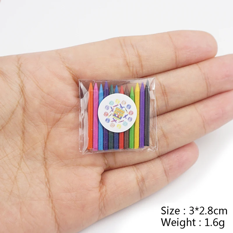 1Set 1:12 Dollhouse Mini Crayon acquerello Box Paint Pen decorazione della scena del salotto