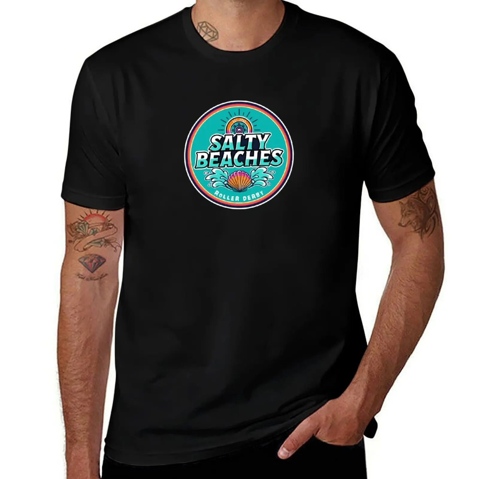 

Футболка Salty Beaches Blue Circle, мужские футболки, рубашки с рисунком, большие и высокие футболки для мужчин