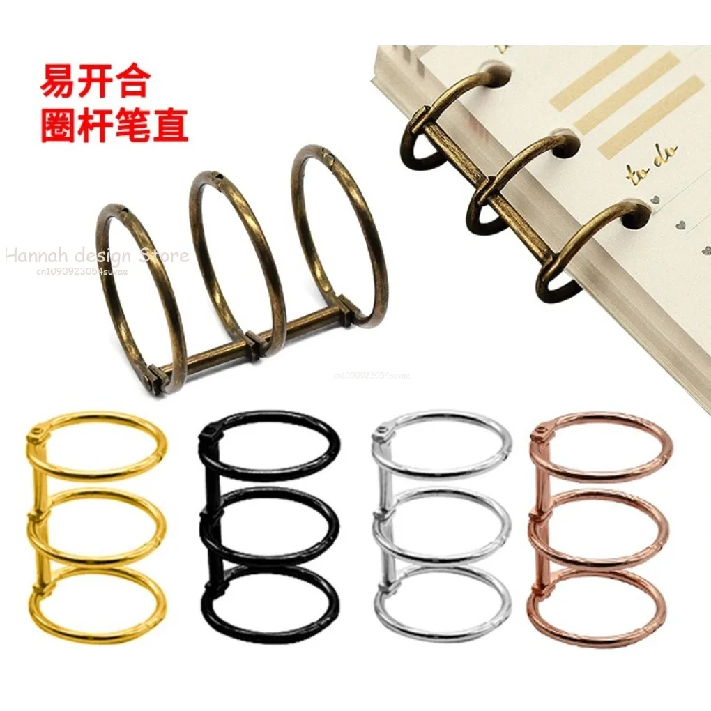 2PCS 3-Hole Metal Clip Book Rings Loose-leaf Binder for A5 A6 A7 Paper Storage Tool Scrapbooking Art Crafts DIY Student