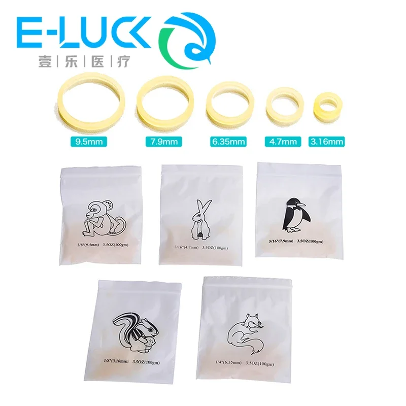 100pcs/1bag Dental Orthodontic Rubber Bands Elastic O Ring Non-Toix Latex Band Chains Ties Fox Rabbit Chipmunk Penguin