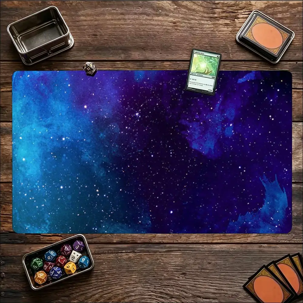 Purple Galaxy Nebula Space Art Large Game Playmat Non Slip Rubber Desk Mat For Card Gaming Laptop Keyboard Home Office Workspace
