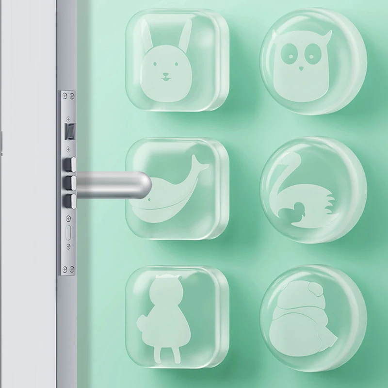 

Cartoon Anti-Collision Silicone Cushion Pad Transparent Soft Non-Marking Door Handle Protector Refrigerator Wall Sticker Silent