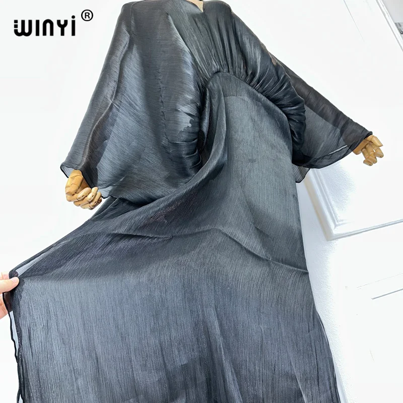 WINYI summer Pearlescent sexy elegant perspective dress holiday maxi beach dress Female Vestidos Party Evening Dress