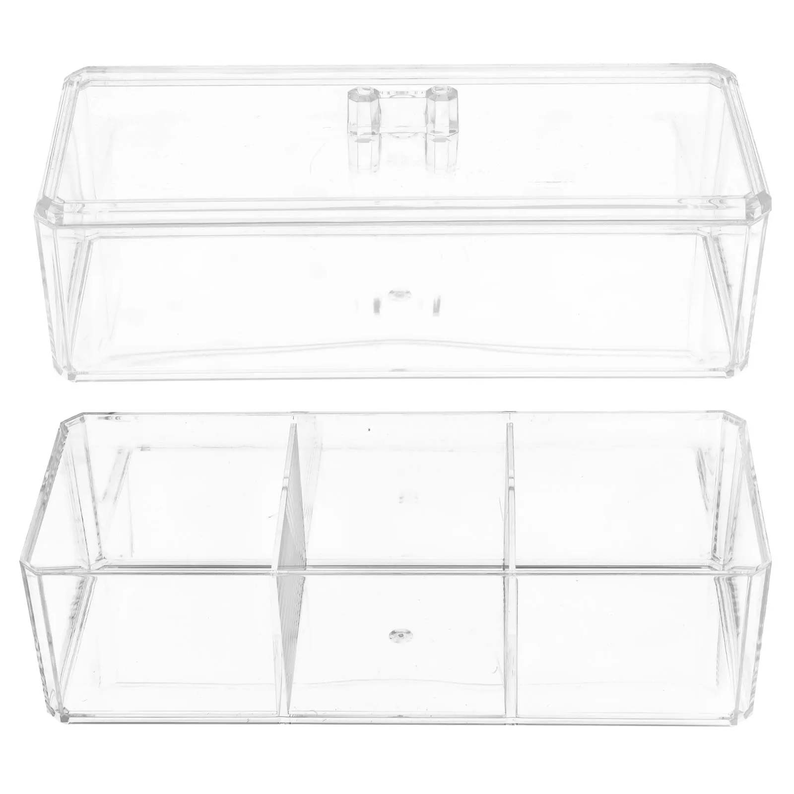 

Acrylic Cotton Storage Box 2 Layers 6 Compartments Makeup Sponge Holder Powder Puff Case Organizer Large Capacity Portable