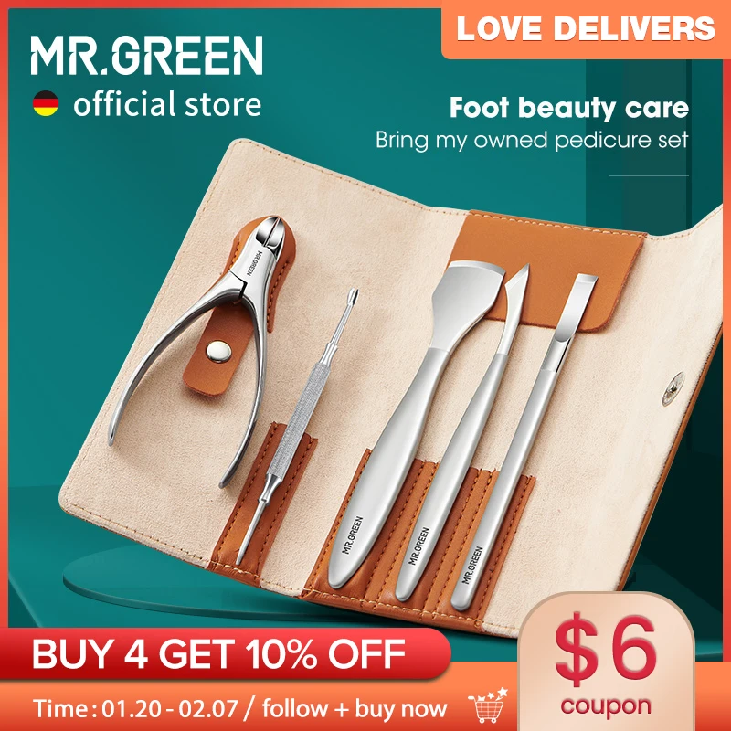 MR.GREEN Pedicure Knife Set Professional Ingrown Toenail Foot Care Tools Stainless Steel Nail Nippers Clipper Remover Kit