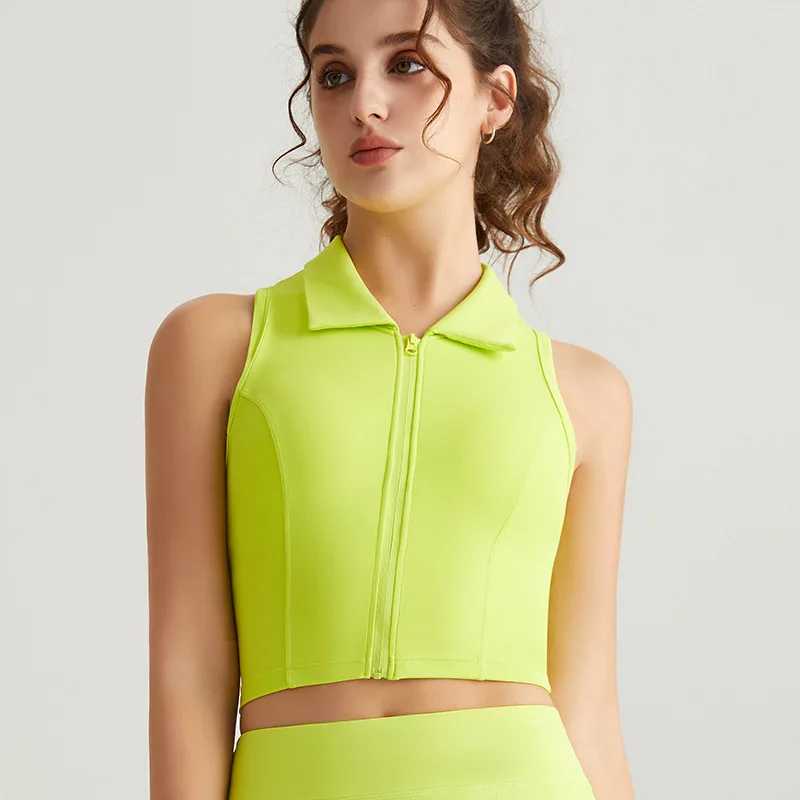 سترة يوجا بياقة بولو عصرية للنساء مع حمالة صدر مدمجة بسحاب أمامي عالي الجودة للتمرين حمالة صدر رياضية حمالة صدر رياضية نسائية #5