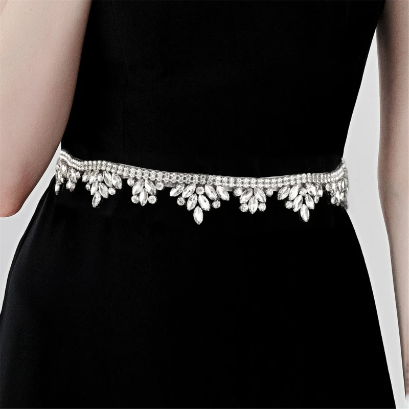 Sparkling Bridal Sash Wedding Waist Belt with Rhinestones and Crystal for Wedding Dresses Evening Gown Waist Accessories