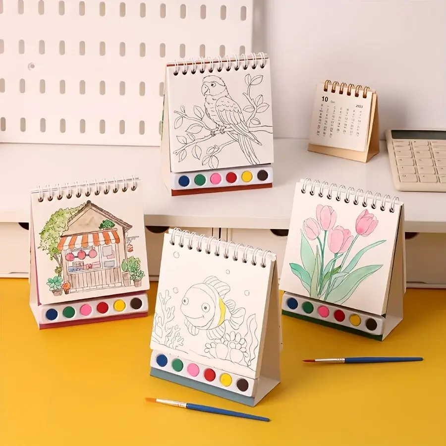 Conjunto de cadernos aquarela de 20 folhas, folhas incolor, adequado para pranchetas criativas de estudantes e profissionais